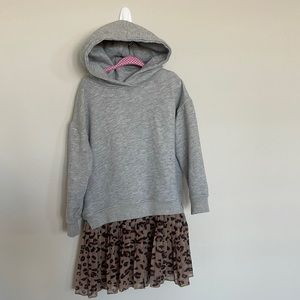 one pice grey hoodie with leopard pleated skirt from zara size 6.